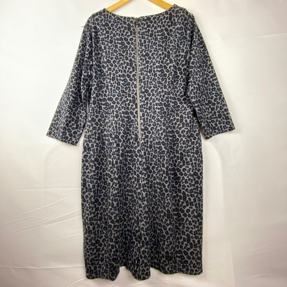 Talbots Womens Sz 16 dress 3/4‎ Sleeve Animal Print A-line knee length grey blue - Picture 11 of 15